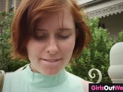 Hairy Lesbian Redheads Fuck Outdoors